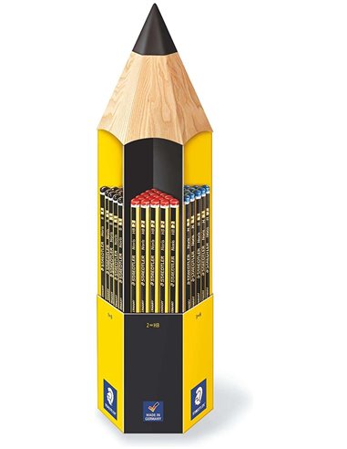 Staedtler Noris 120 Présentoir de 90 Lapices de Grafito Hexagonal - Diferentes Graduaciones de Mina - Bois de Bosques Sostenible