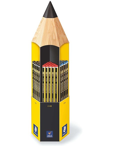 Staedtler Noris 120 Présentoir de 90 Lapices de Grafito Hexagonal - Diferentes Graduaciones de Mina - Bois de Bosques Sostenible