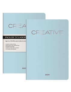 Dohe Creative Cahier Notebook A4 40 Feuilles Lisas - Papier Ahuesado 90 g/m2 - Couvercle en Cartulina 300g/m2 - Couleur Bleu