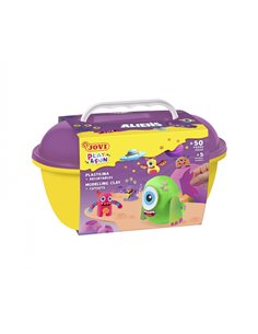 Jovi Play & Fun Cofre Aliens Avec 24 Barras de Plastilina 15gr + Modeladores + Recortables - Sans Gluten - Base Vegetal - No se 