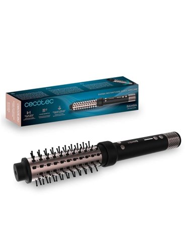 Cecotec Bamba InstantCare Curly AirFlow Cepillo Alisador 2 en 1 - 150W - Cilindro Ceramico de 30mm - Cabezal Giratorio - Câble 3