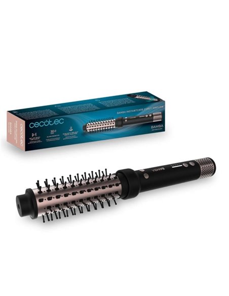Cecotec Bamba InstantCare Curly AirFlow Cepillo Alisador 2 en 1 - 150W - Cilindro Ceramico de 30mm - Cabezal Giratorio - Câble 3