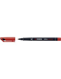 Stabilo OHPen Feutre Permanent - Pointe Media - Trait de 1mm - Agarre Antidérapant - Tapon Ventilado - Couleur Rouge