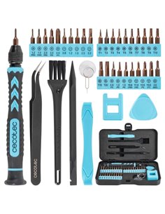 Cecotec PrecissionGyro 100 Set Destornillador de Precision - 39 Piezas - Comprend Accesorios - Couleur Noir et Bleu