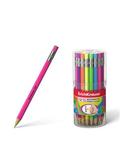 Erichkrause Portaminas Xs 05 mm - Mini-Crayon Mecanico Hexagonal - Carcasa et Borrador en Couleurs Neon Brillantes - Dureza HB -