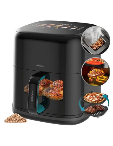 Cecotec Cecofry and Grill Smokin'Prime 6500 Freidora de Aire Avec Double Resistencia - 2200W - Capacité 6.5L - Temperatura Regul