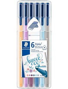 Staedtler Triplus Couleur 323 Pack de 6 Feutres de Pointe Fina - Trait 1mm Aprox - Encre Base de Eau - Couleurs assorties