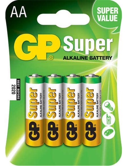GP Pack de 4 Pilas Super Alcalinas LR06 AA 1.5V