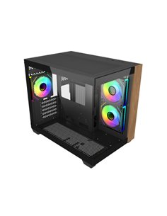 Cooler Master Elite 481 Wood Boîte Minitorre - 3 Ventiladores 120mm RGB - Vista Panoramica - Support MicroATX/Mini-ITX - Double 