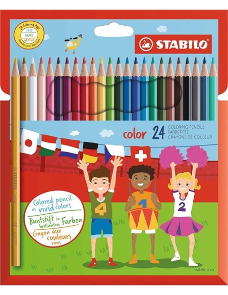 Stabilo Couleur Pack Avec 24 Lapices de Couleurs - Mina de 2.5mm - Idéal Pour le Colegio - Couleurs assorties