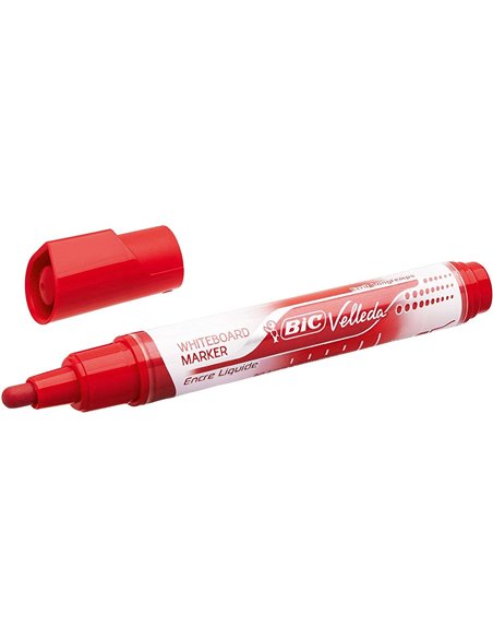 Bic Velleda Liquid Ink Marqueur Pour Tableau - Pointe Media - Trait 2.3mm - Encre Liquida Avec Base de Alcohol - Couleur Rouge