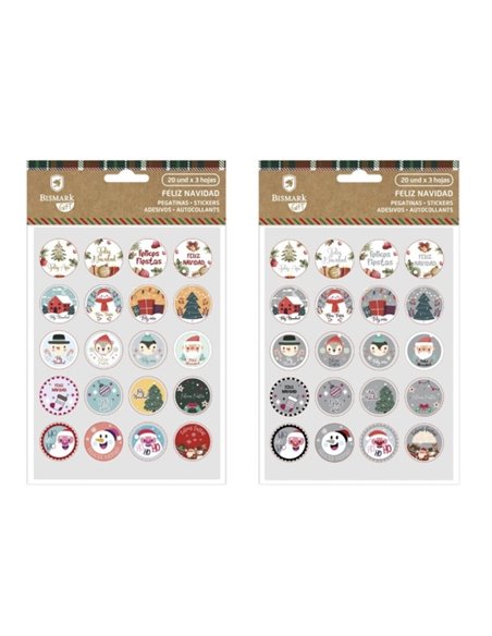 Bismark Pack de 60 Pegatinas Navideñas - Ideales Pour Decorar Regalos