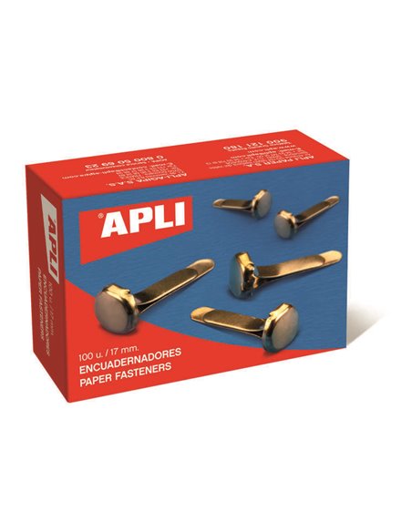 Apli Boîte de 100 Encuadernadores Metalicos 12mm Sans Arandela - Aptos Pour todo tipo de Documentos - Ideales Pour Encuadernar e