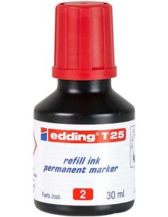 Edding T25 Bote de Recarga Pour Feutre Permanent - Capacité 30ml - Couleur Rouge