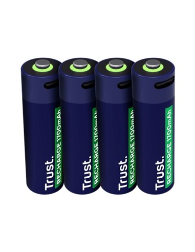 Trust Pack de 4 Pilas Recargables 1700 mAh AA