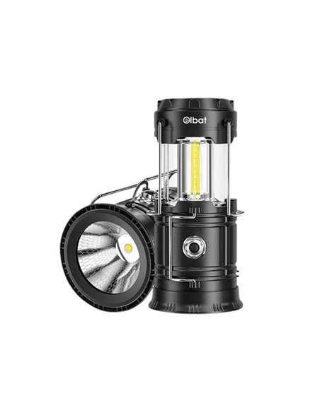Elbat EB0564 Linterna de Camping 2 en 1 LED 280LM - 6500K Luz Fria - Gancho Supérieur - Alimentation à Pilas AAA - Couleur Noir