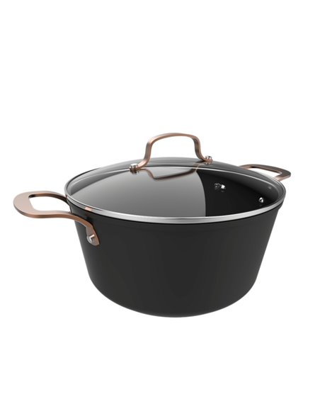 Cecotec Polka Fantasy Olla de 28cm de Diametro - Capacité de 7.1L - Aluminium Forjado - Couvercle de Cristal Templado - Asas de 