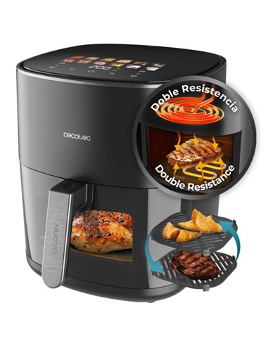 Cecotec Cecofry and Grill Duoheat 6500 Freidora de Aire - 2200W - Capacité 6.5L - Temperatura Regulable Jusqu'à 200ºC - Double R