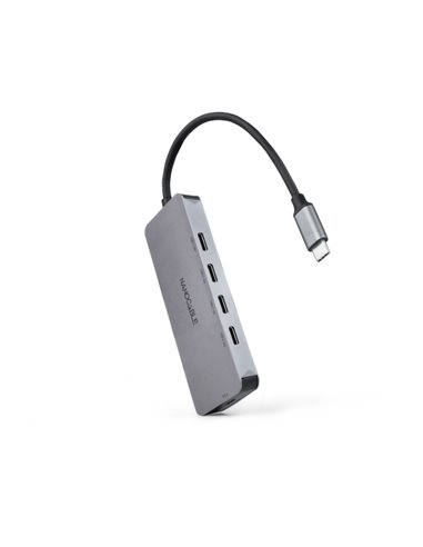Nanocable Hub USB-C 3.2 Avec 4x Puertos USB-C 3.2 + 1 Puerto USB-C PD 100W - Vitesse de transfert de Jusqu'à 10Gbps - Câble de 0
