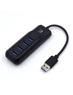 Ewent EW1138 Hub 4 Puertos USB 3.2 - Longueur Câble 15 cm - Vitesse Transfert max 5Gps - Couleur Noir