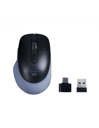 Ewent EW3243 Souris Inalambrico USB 3200dpi - 6 Botones - 2,4Ghz et Bluetooth - Usage Diestro - Couleur Noir/Gris