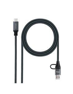 Nanocable Câble USB 3.2 Gen2x2 5A/100W - USB-C + USB-À/M à USB-C/M - 3m - Couleur Gris