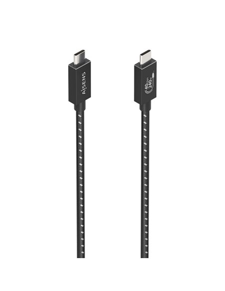 Aisens Câble USB4 Gen3x2 Aluminium 40Gbps 8K@60Hz 5A 48V 240W E-Mark - Tipo USB-C/M-USB-C/M - 1m - Couleur Noir