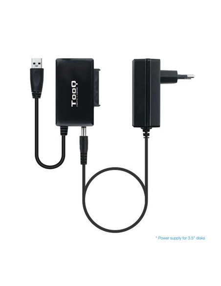 Tooq Adaptateur USB 3.0 USB-À à SATA Pour Discos Duros de 2.5” et 3.5” Avec Alimentador - Couleur Noir