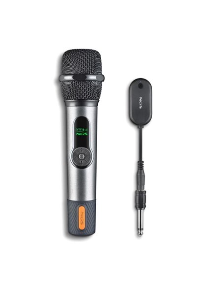 NGS SingerStar Microfono Inalambrico Vocal - Tipo Dinamico - Sonido Potente et Clair - Entrée Jack 3.5 et Adaptateur Jack 6.3 - 