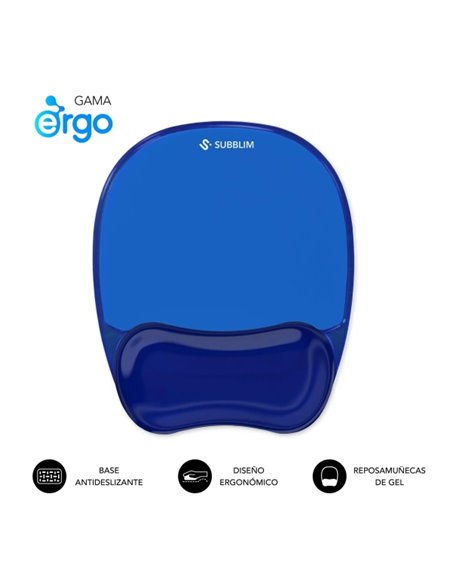 Subblim Ergo Crystal Flex Tapis de souris Ergonomica Pour Souris - Gel Refrigerante Autoajustable - Design Ondulado Ergonomique 