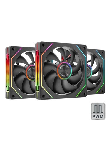 Mars Gaming MF-LINKFINITYKIT2 Pack de 3 Ventiladores de 120mm - Iluminacion ARGB Infinity Mirror - Silencioso 12dB - Modular Lin