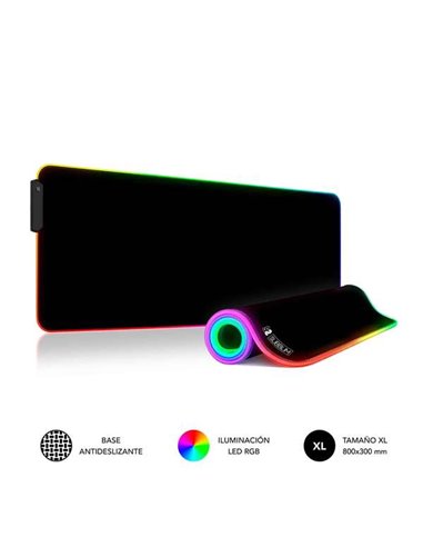 Subblim Tapis de souris LED Rgb Extra Grande 800x300x4mm - Espacio Holgado Pour Souris et Clavier - 9 Couleurs et 3 Efectos de I