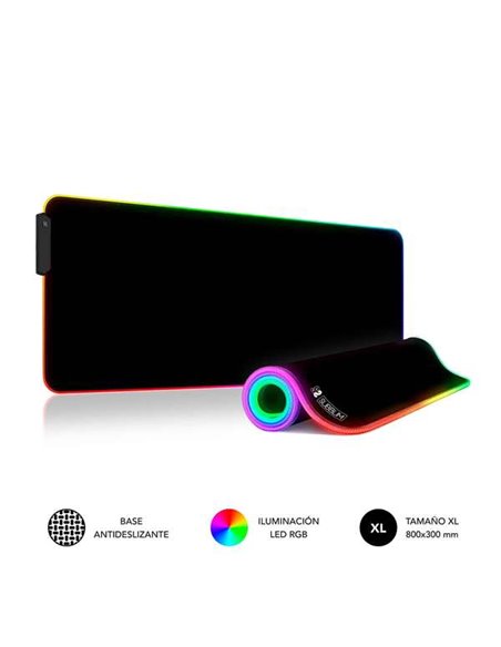 Subblim Tapis de souris LED Rgb Extra Grande 800x300x4mm - Espacio Holgado Pour Souris et Clavier - 9 Couleurs et 3 Efectos de I