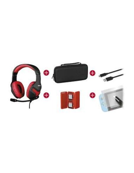 Konix Mythics Gamer Switch Pack Écouteurs + Housse de Transporte + Protector Écran Vidrio Templado + Étui Pour 4 Cartuchos de Ju