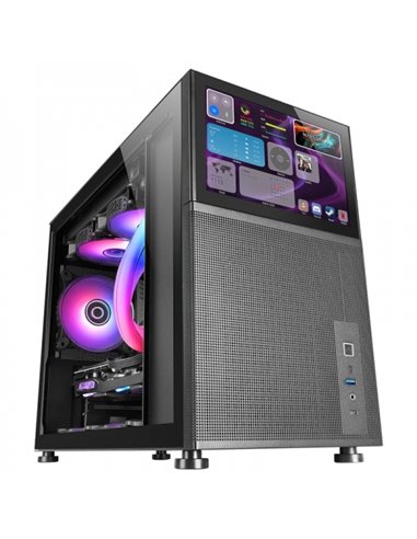 Mars Gaming MC-LCD Boîte PC Gaming - Design Compact Micro-ATX - Écran LCD IPS 8" - Conectividad USB-C et USB 3.0 - Support Refri
