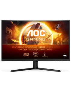 AOC G4 Monitor 31.5" Curvo 1500R LED Fast VA QHD 180Hz HDR10 - Respuesta 1ms - Angulo de Vision 178° - HDMI, DisplayPort, Audio 