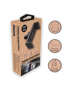 TechOneTech Support de Coche Pour Smartphones de 3.5" Jusqu'à 6.5" - Mecanismo de Pinza - Posicion Horizontal et Vertical - Fija
