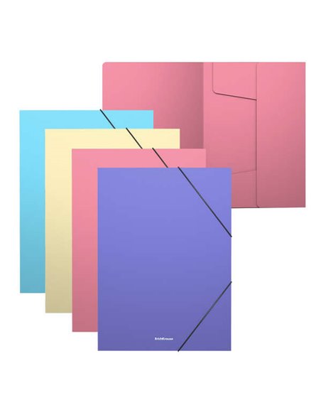 Erichkrause Pack de 4 Carpetas Solapas Matt Pastel A4 - Fabricadas en Polipropileno - Couleurs assorties