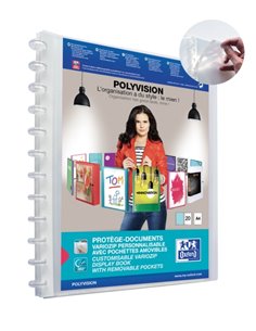 Oxford Polyvision Variozip A4+ Chemise de 20 Fundas Removibles - Couvercle de Plastico Personalizable - Organizacion et Protecti
