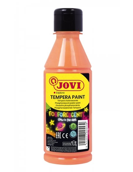 Jovi Tempera Paint Tempera Liquida Fosforescente 250ml - Brilla en la Oscuridad - Séchage rapide - Excelente Adherencia - Lista 