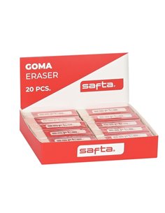 Safta Présentoir Avec 20 Gomas - PVC - Borrado Limpio - Doux al Toucher - Couleur Blanc