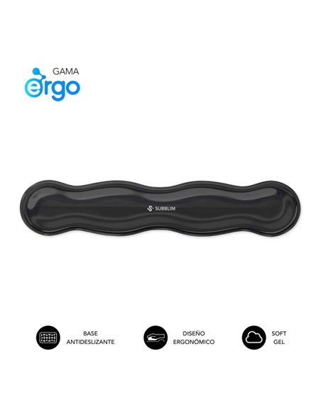 Subblim Ergo Crystal Flex Reposamuñecas Pour Clavier - Gel Refrigerante Autoajustable - Design Ondulado Ergonomique - Base Antid