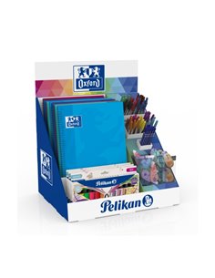 Oxford Présentoir Avec 5 Cuadernos - 20 Correctores en Ruban - 20 Gomas de Borrar - 50 Boligrafos de Couleurs - 12 Lapiceros de 
