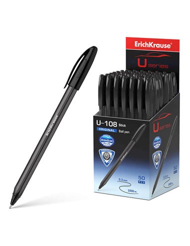 Erichkrause U-108 Stylo à bille Clasico - Pointe de Bola 1.0mm - Trait de 0.3mm - Couvercle Ventilada - Corps Translucido et Tin