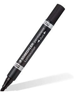 Staedtler Lumocolor 348 Feutre Permanent de Double Pointe F de 0,6mm et M Biselada de 1,5-4mm - Séchage rapide - Couleur Noir