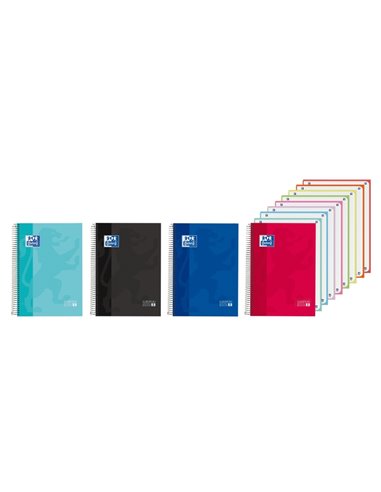 Oxford Cahier de Spirale - Format A4+ - 160 Feuilles - Cuadricula 5x5 Avec Cabecera - Couvercle Extradura - Anti Traspaso de Enc