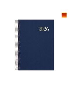 Dohe Segovia Agenda Annuel Spirale en Catalan - Jour par page - Sabado et Domingo misma Pagina - Taille 14x20cm - Couleur Bleu