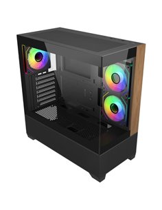 Cooler Master Elite 690 Wood Boîte Semitorre ATX/MicroATX/Mini-ITX - 3 Ventiladores 120mm RGB - Vista Panoramica - Double caméra