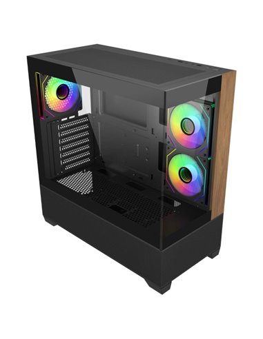 Cooler Master Elite 690 Wood Boîte Semitorre ATX/MicroATX/Mini-ITX - 3 Ventiladores 120mm RGB - Vista Panoramica - Double caméra