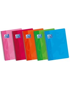 Oxford School Classic 4º Cahier Spirale Couverture souple - 1 Linea Avec Margen - 80 Feuilles - Couleurs assorties